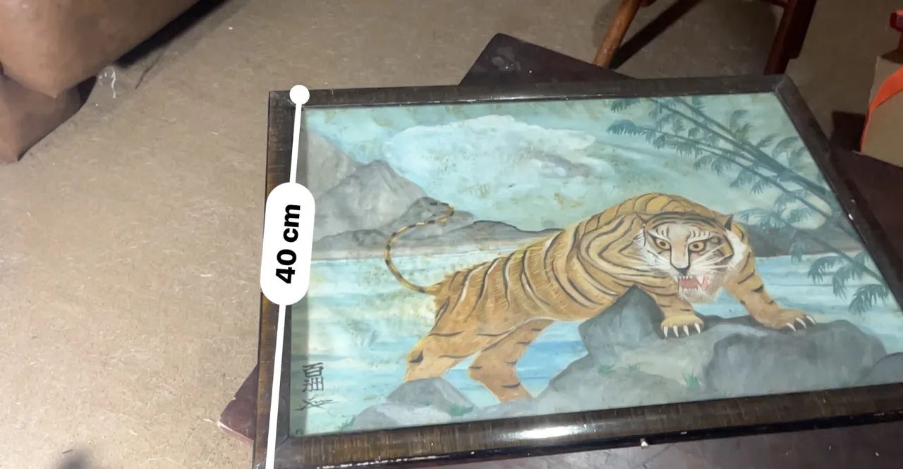 Quadro antigo tigre chinês  - Foto 6