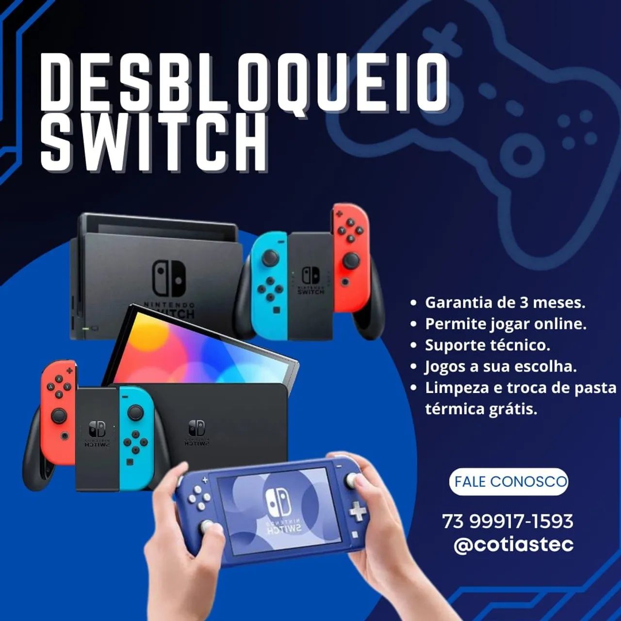 Desbloq Manutenção Nintendo switch em geral