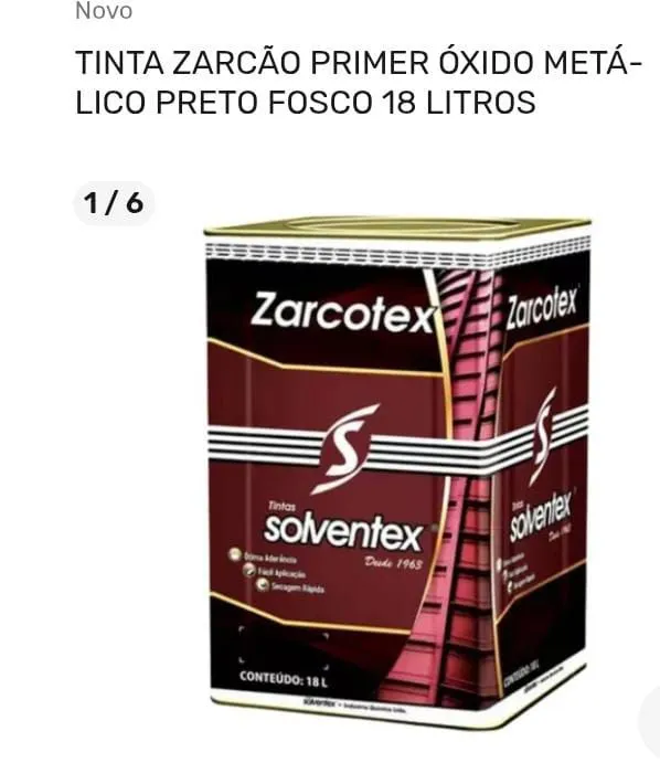 Tinta Zarcão Primer Óxido Metálico Preto Fosco 18 Litros