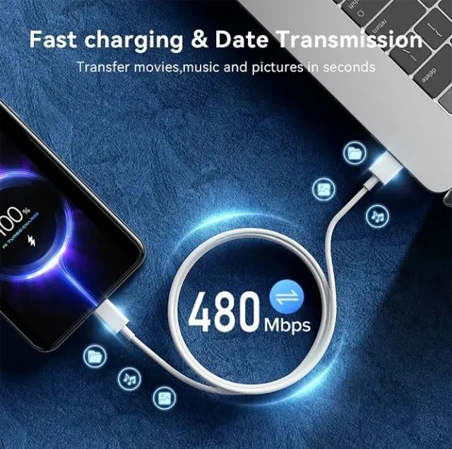Cabo Carregador Usb Xiaomi Original 120w 6a Turbo Charge 2M - Foto 3