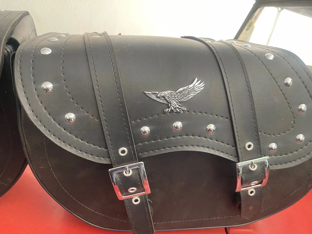 Alforje de Couro para Moto Kit Viagem Mala Alforge Afastador Yamaha Xvs 650 Dragstar  - Foto 3