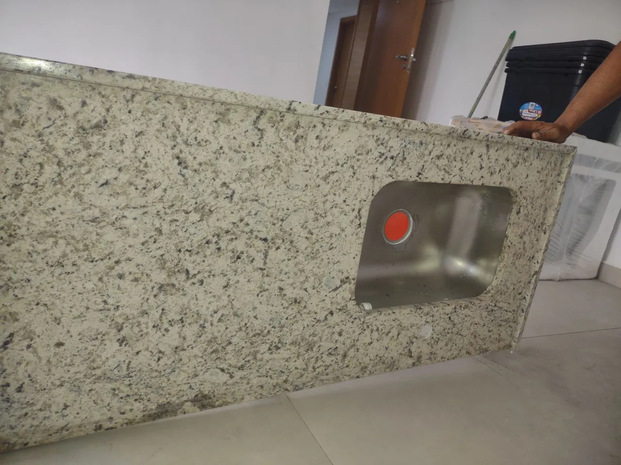 Pia de cozinha e tanquinho granito branco