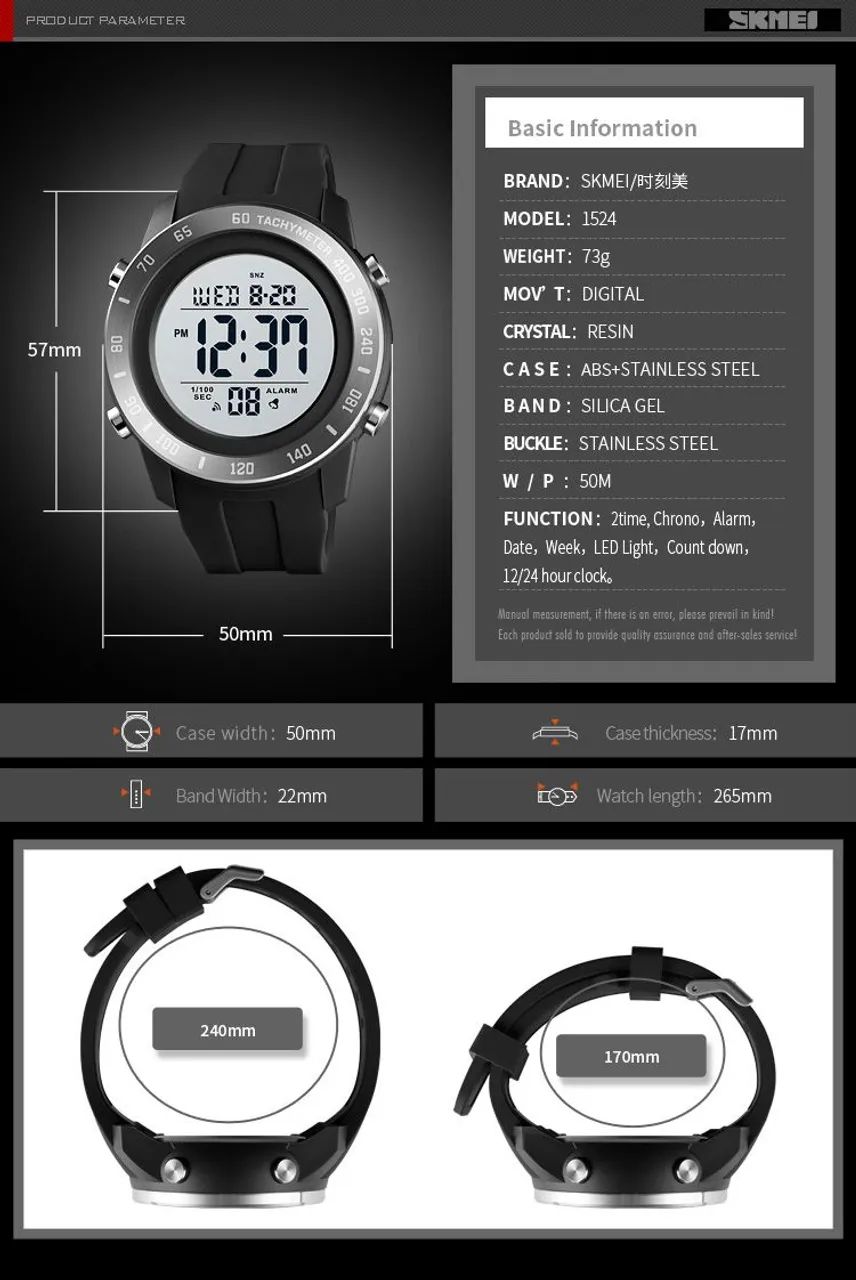 RELOGIO DIGITAL SKMEI 1524 - Foto 4