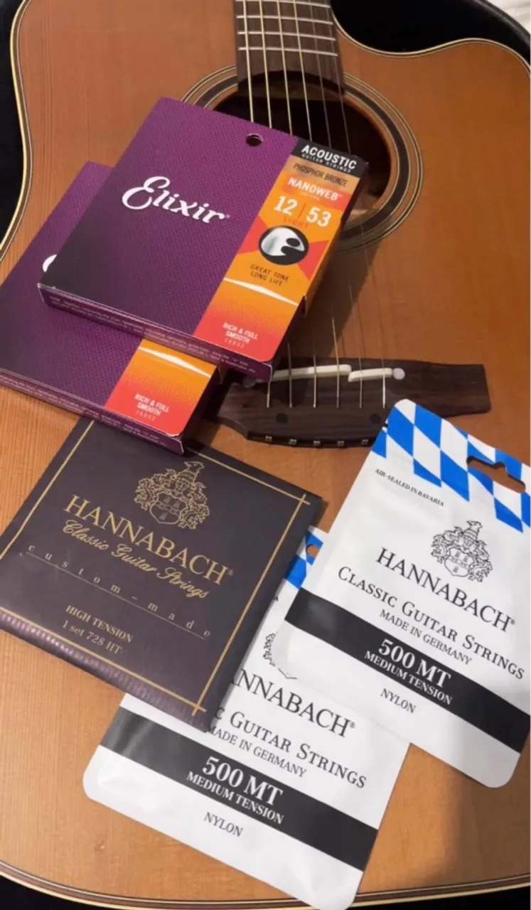 Encordoamento Original primeira linha (ELIXIR / HANNABACH )