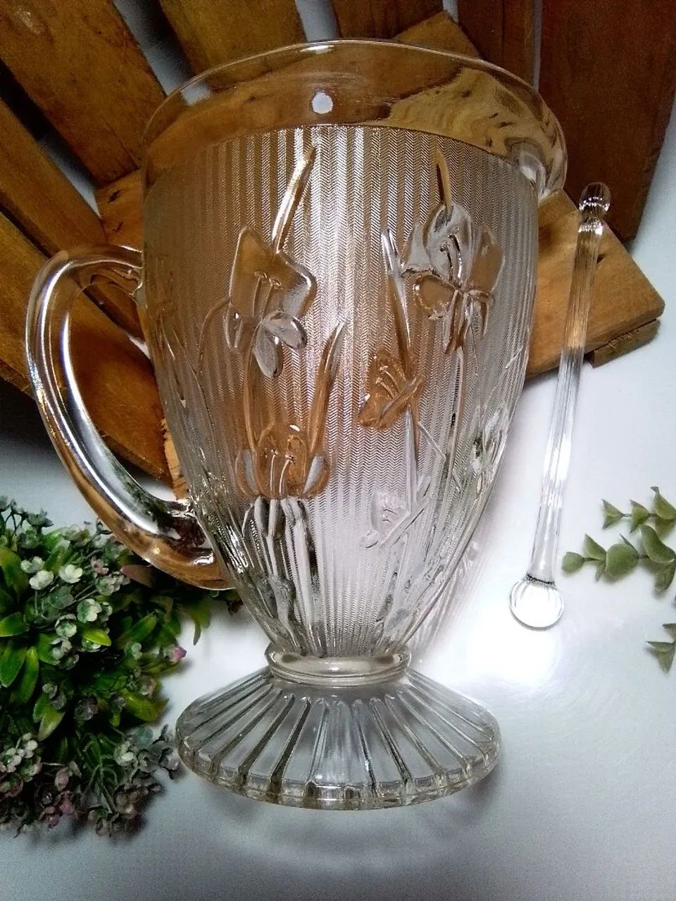 Anos 50 : Jarra de Vidro com motivos florais + Bailarina