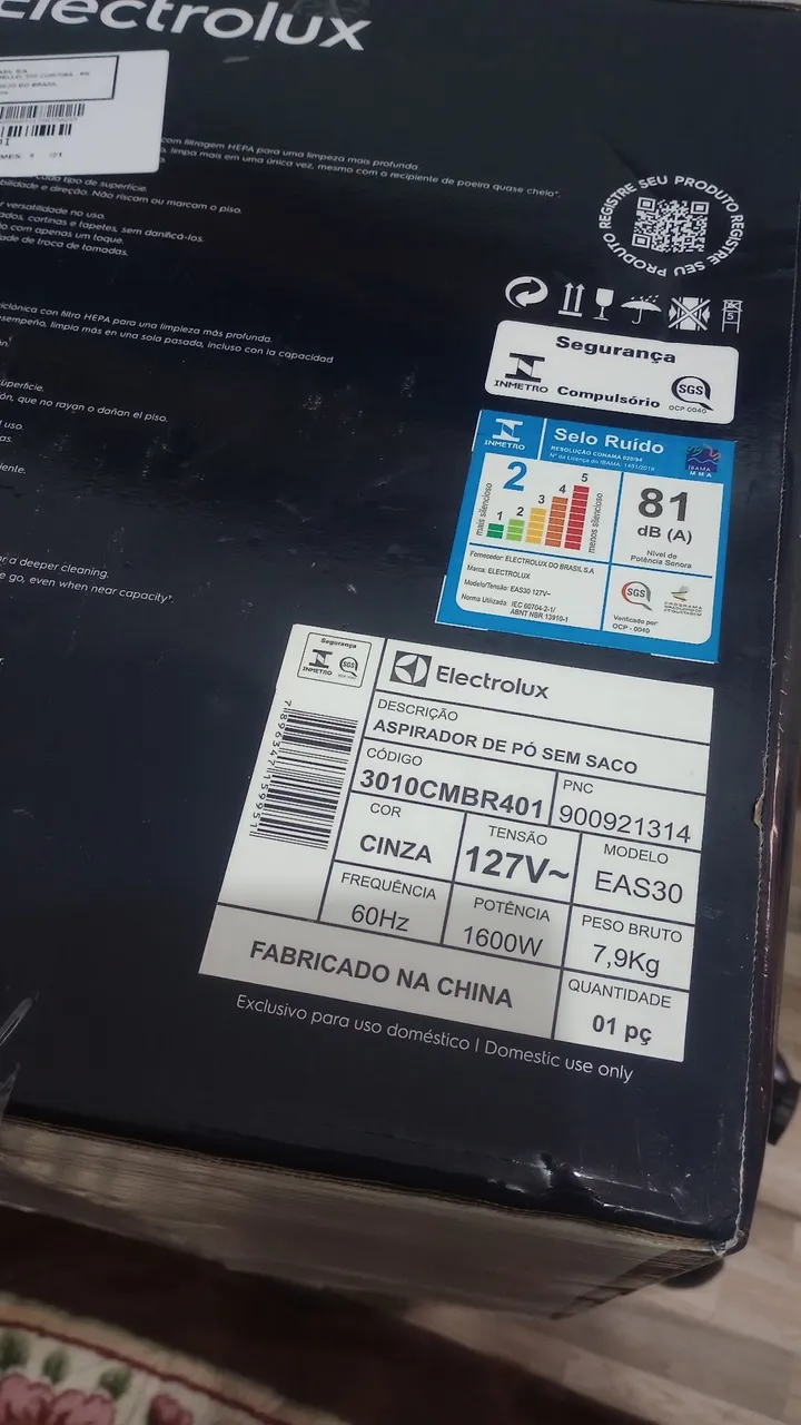 Aspirador de Pó Sem Saco Electrolux EAS30 127V