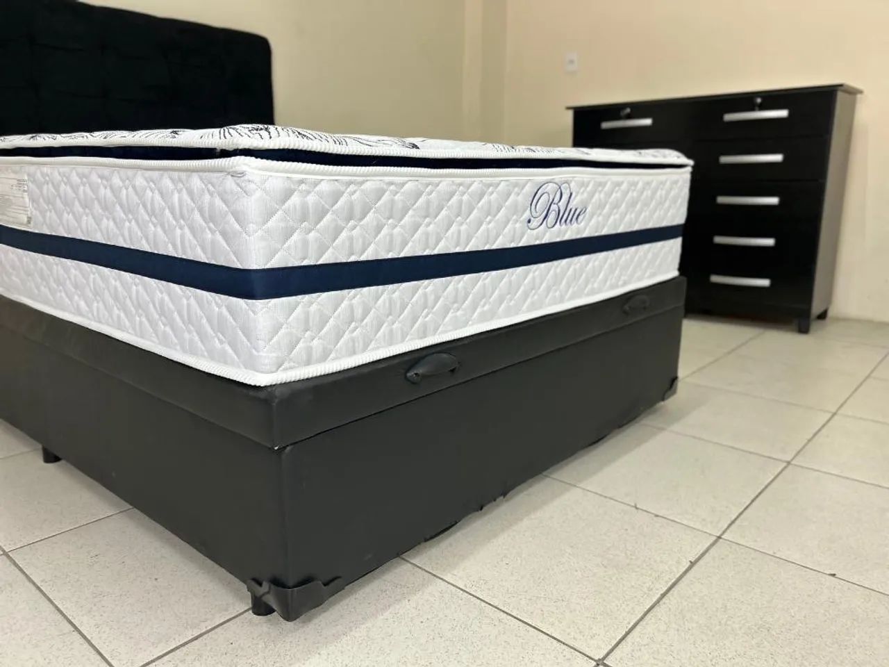 Colchão Blue Molas Ensacadas Queen + Base Box Baú Blindado l543 - Foto 3