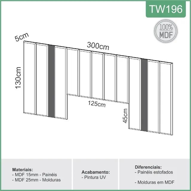 CABECEIRA ESTOFADA 3,0M | LINHO - Foto 3