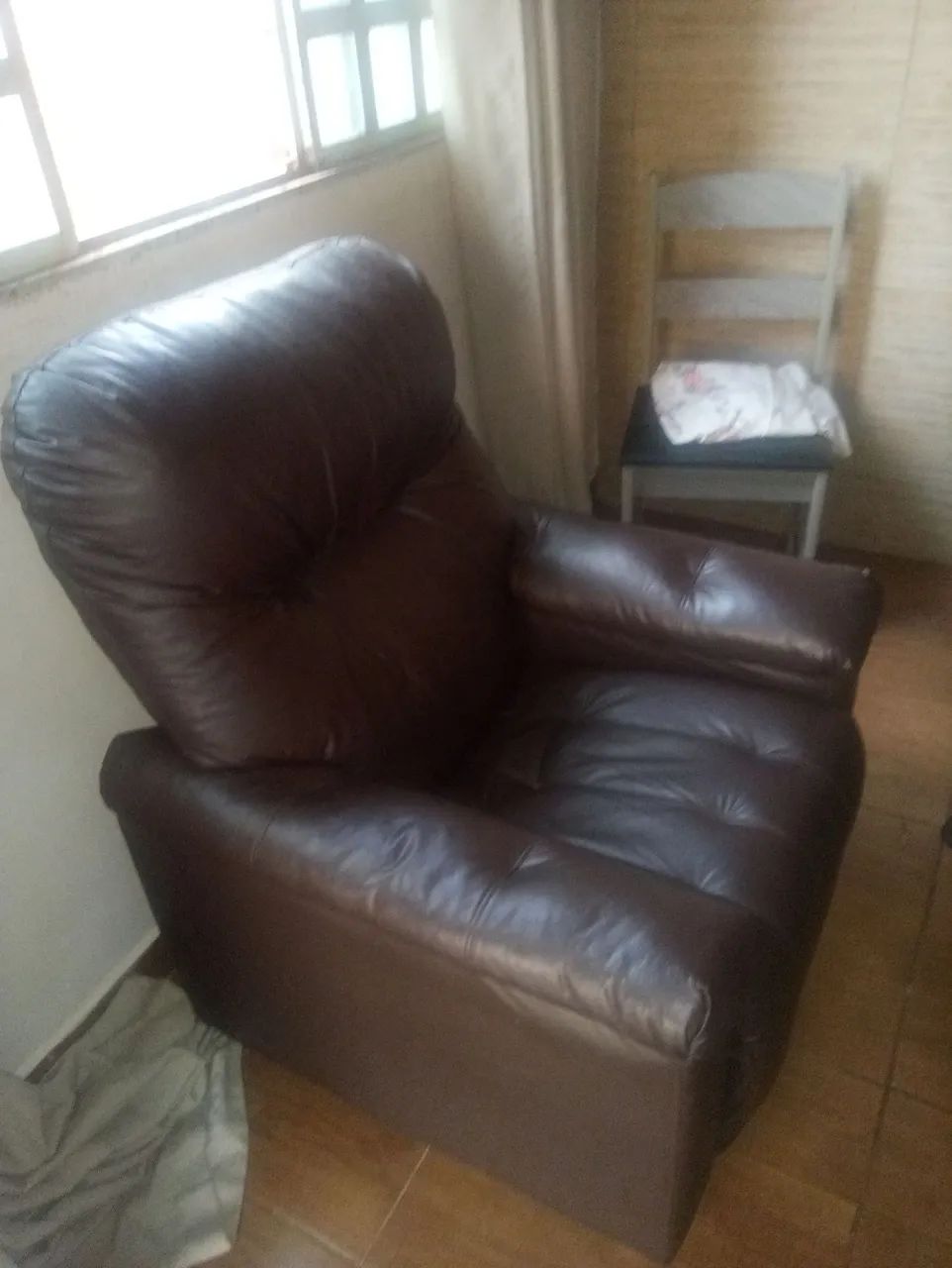Poltrona Reclinável de Couro Marrom - Foto 4