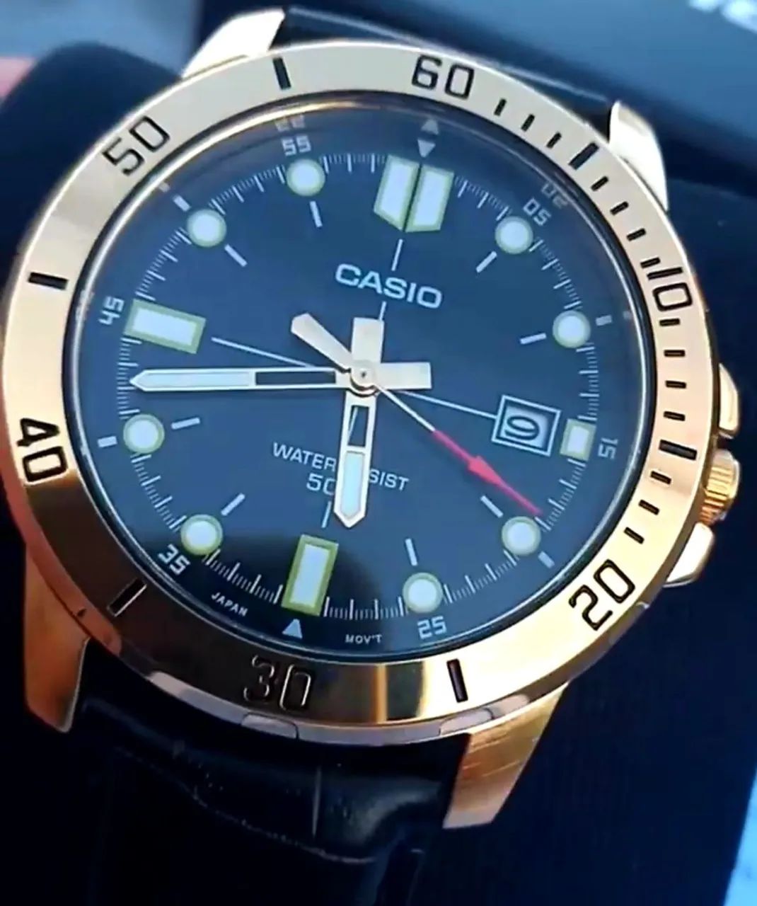Relógio Casio Masculino Couro MTP-VD01GL-1EV - Foto 4