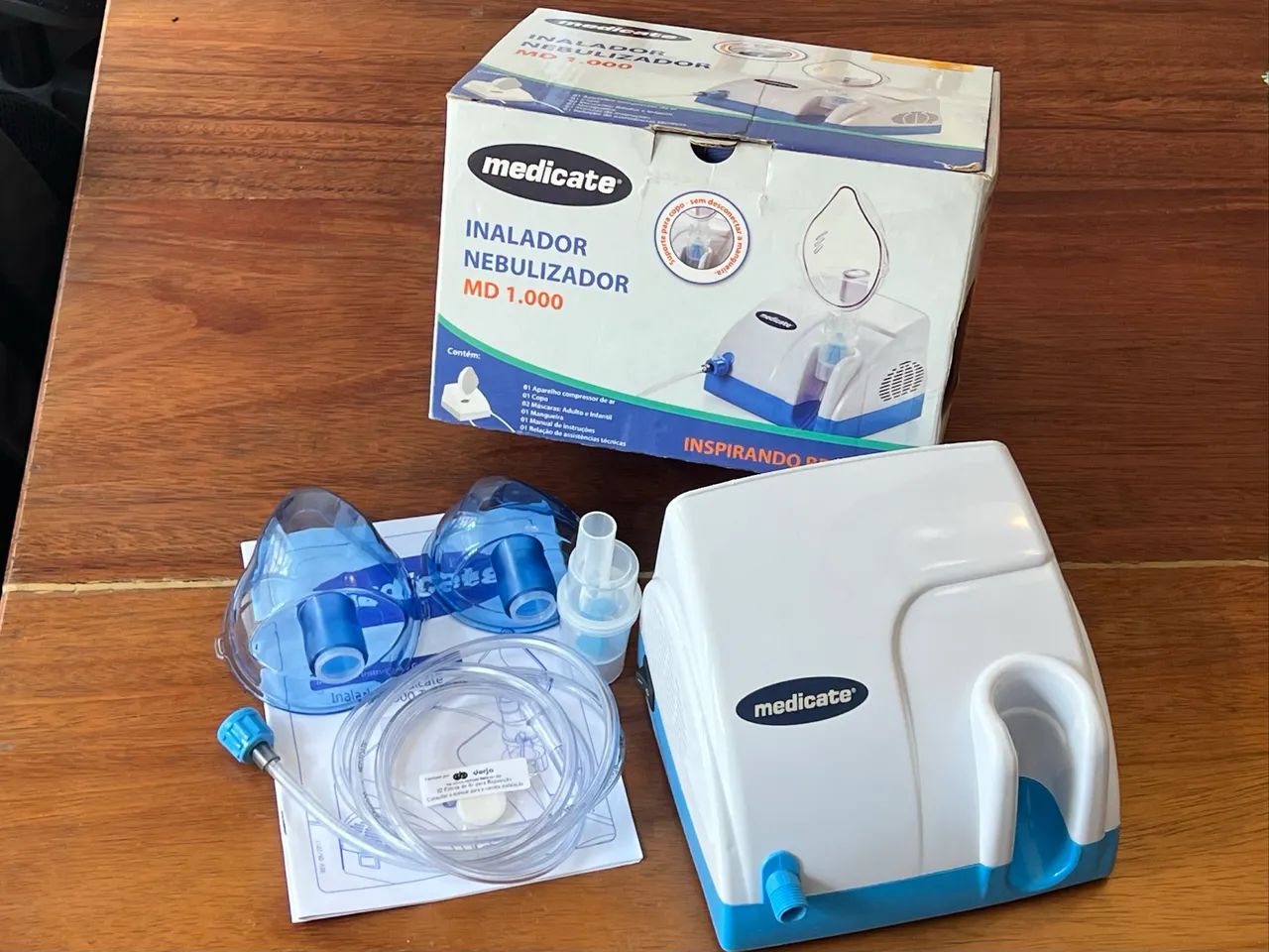 Inalador nebulizador Medicate MD 1.000 completo - bivolt 