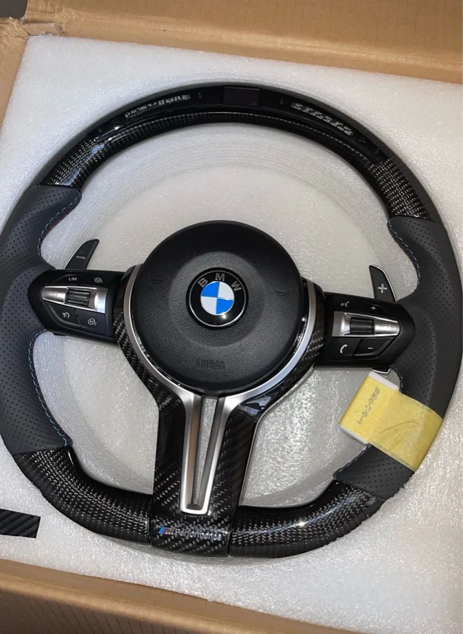 Volante em fibra de carbono com shift light para BMW - Foto 3