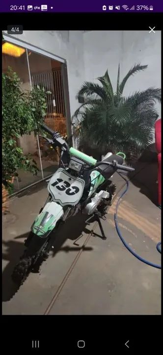 Moto Cross 100cc Verde troco em bike hupi ou gios - Foto 4