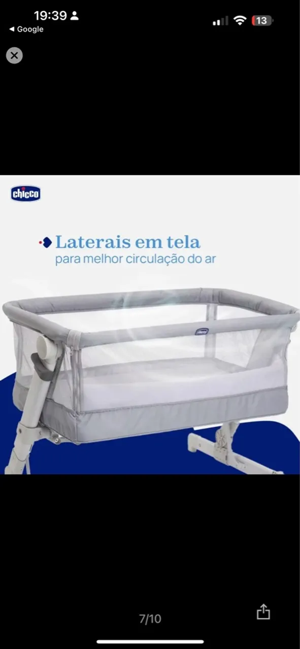 Berço Chicco Next2Me com Laterais em Tela