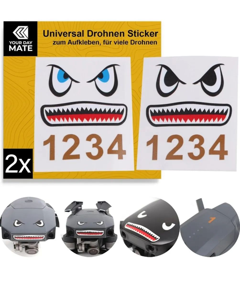  Par de adesivos adesivos de tubarão 3D para decoração de drone para DJI Mavic Pro<br>