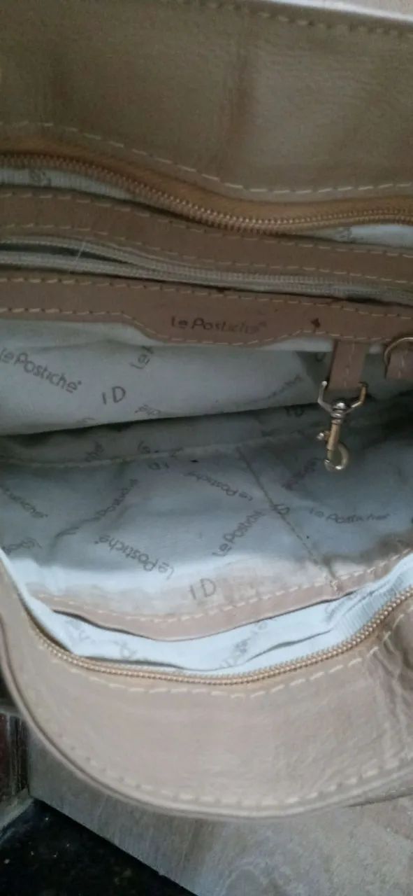Bolsa de ombro feminina - azul e branca Le Postiche couro original - Foto 3