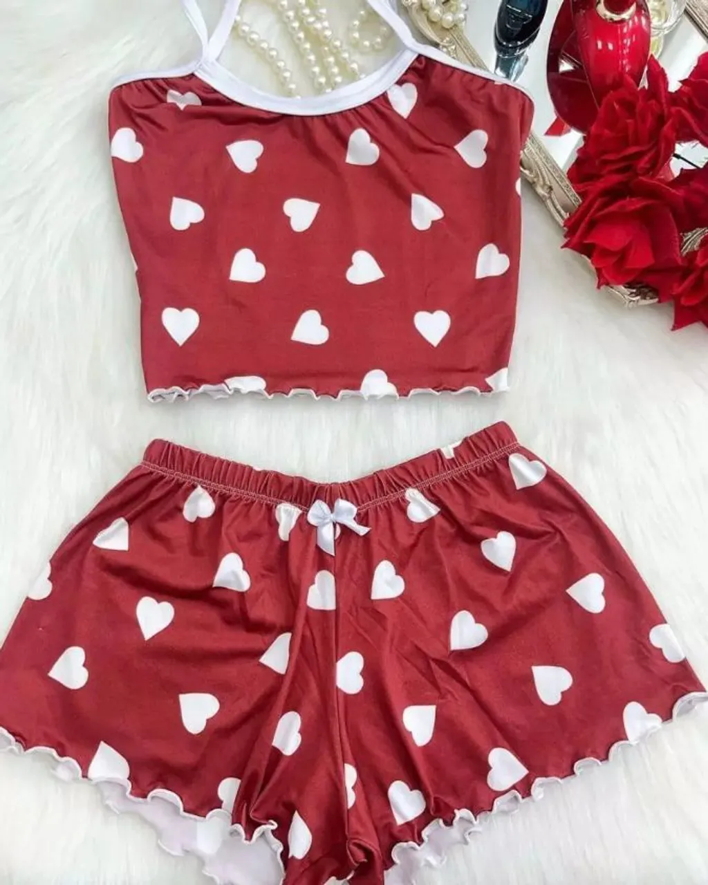 Conjunto de Pijama Romântico de Coração