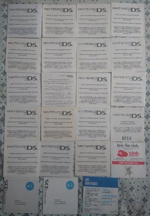 lote com manual de precaução e saúde originais para Nintendo DS - favor ler anúncio