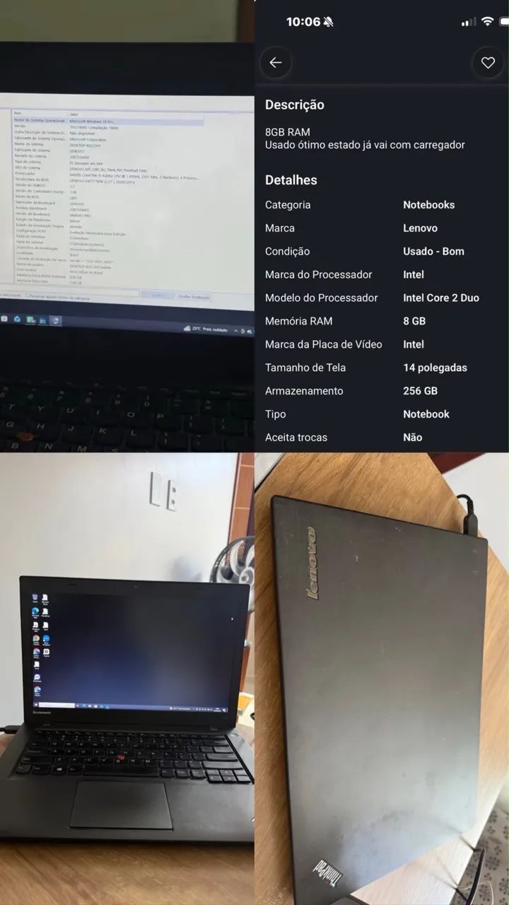 Notebook Lenovo thinkPad T440is R$1.100 - Foto 2