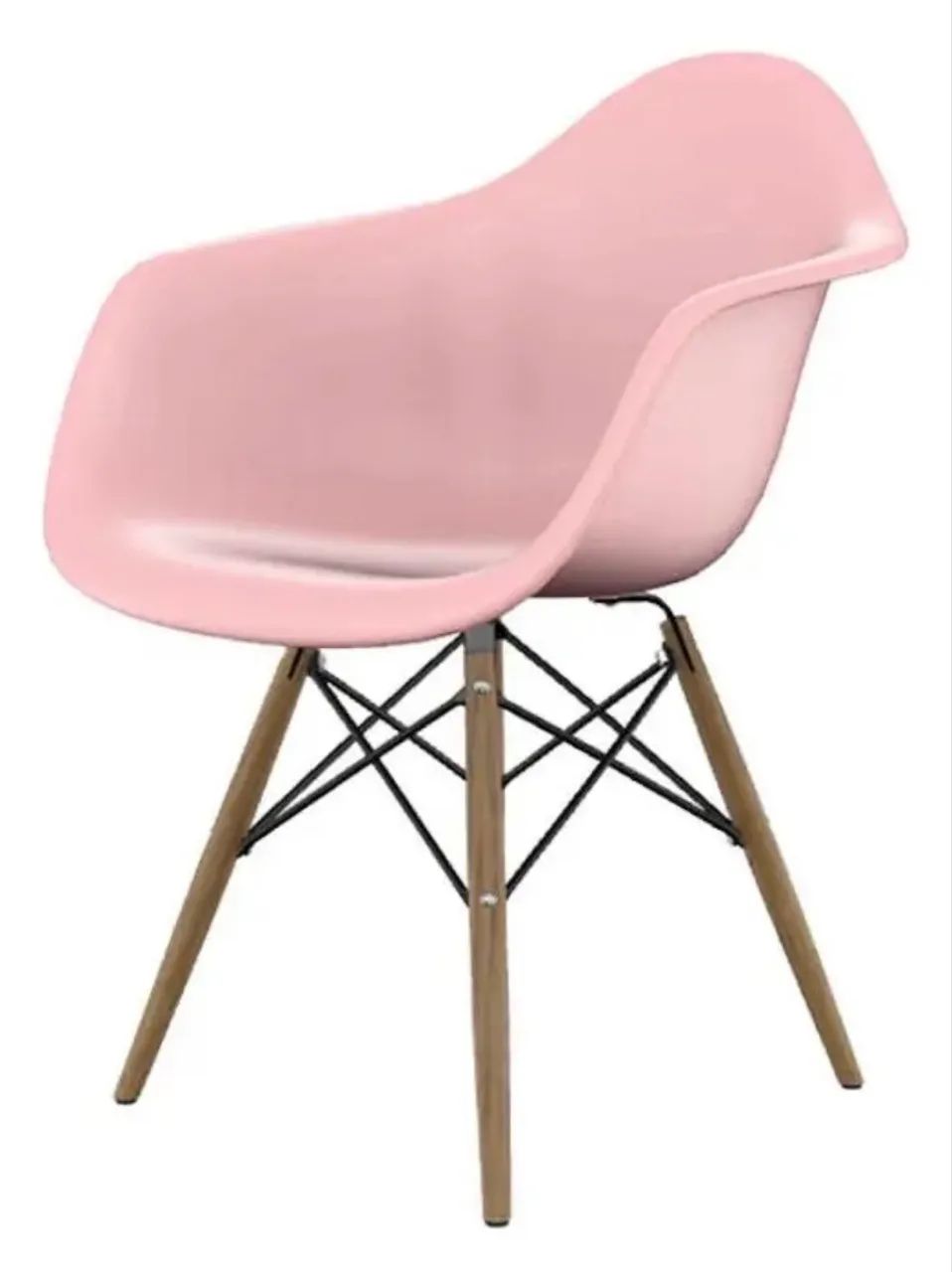 Poltrona eames rosa e madeira 