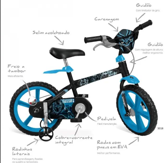 Bicicleta Infantil Pantera Negra Aro 14 - Foto 2