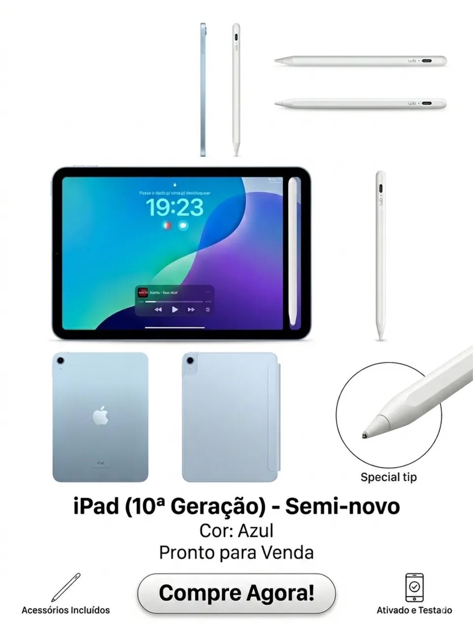 iPad 64GB | Azul | Acompanha Caneta WB e Capa - Notebooks - Jardim