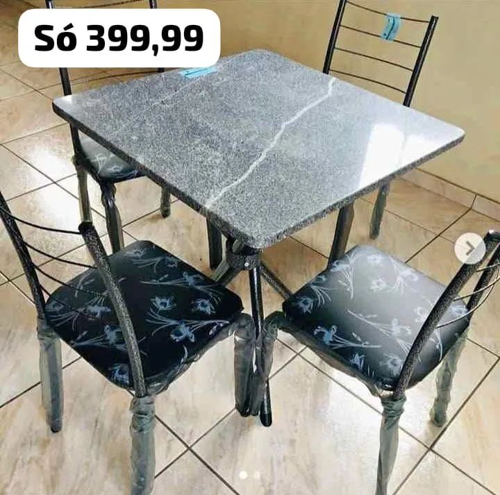 MESA DE MÁRMORE COM 4 CADEIRAS - DIRETO DE FABRICA 