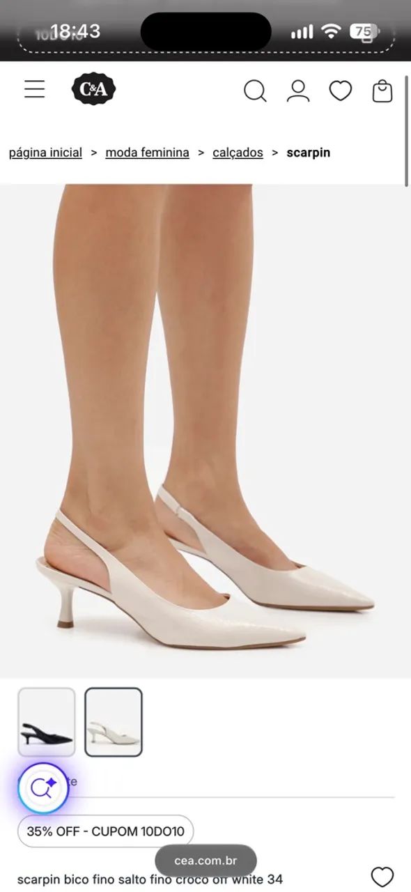 Scarpin branco tam 36