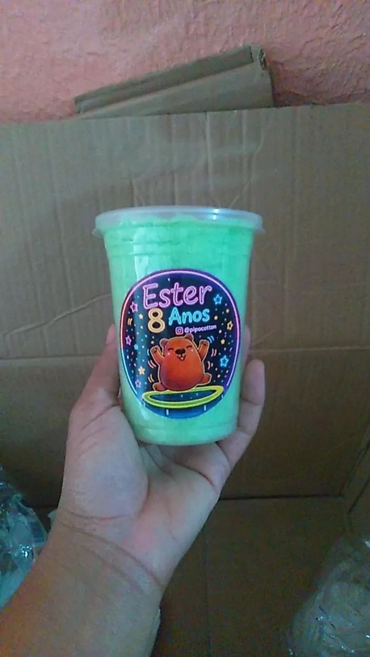 Algodão doce no copo personalizado e sem personalizar  - Foto 4