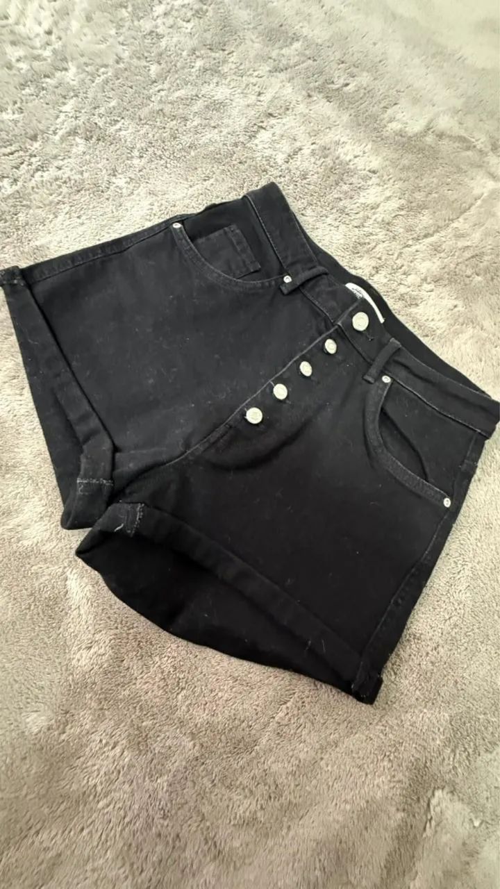 short jeans zara preto 