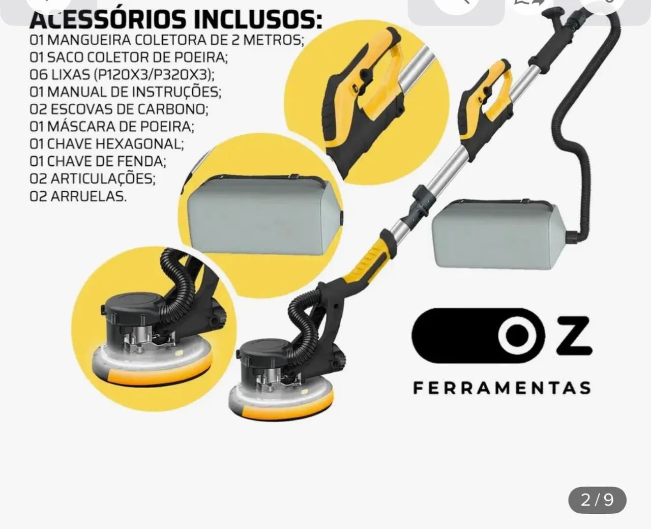 lixadeira de parede e teto com bolsa e Led - Foto 2