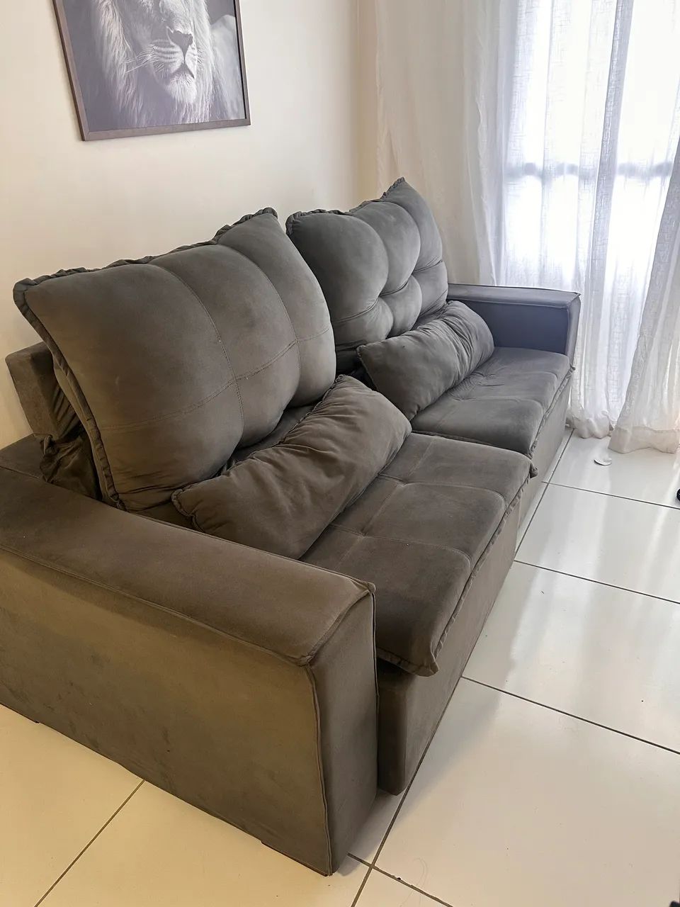 Sofá retrátil cinza - 2,2 metros - Foto 2