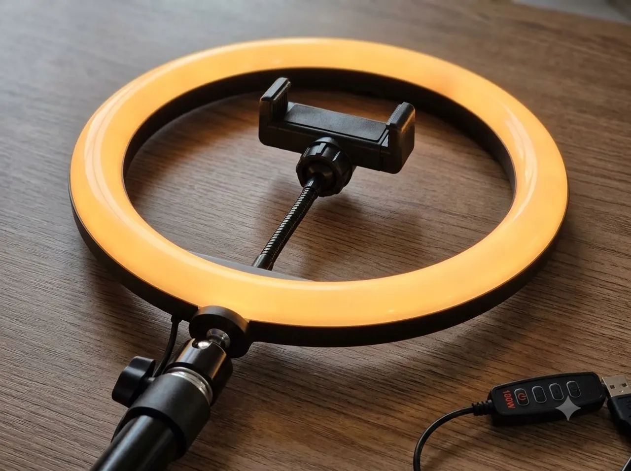 Ring Light LED de Mesa com Tripé e Suporte Celular - Usado na Caixa (Perfeito Estado) - Foto 3