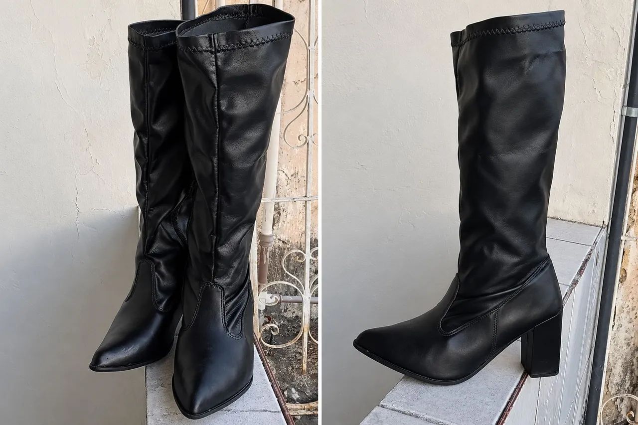 Bota de salto cano alto 