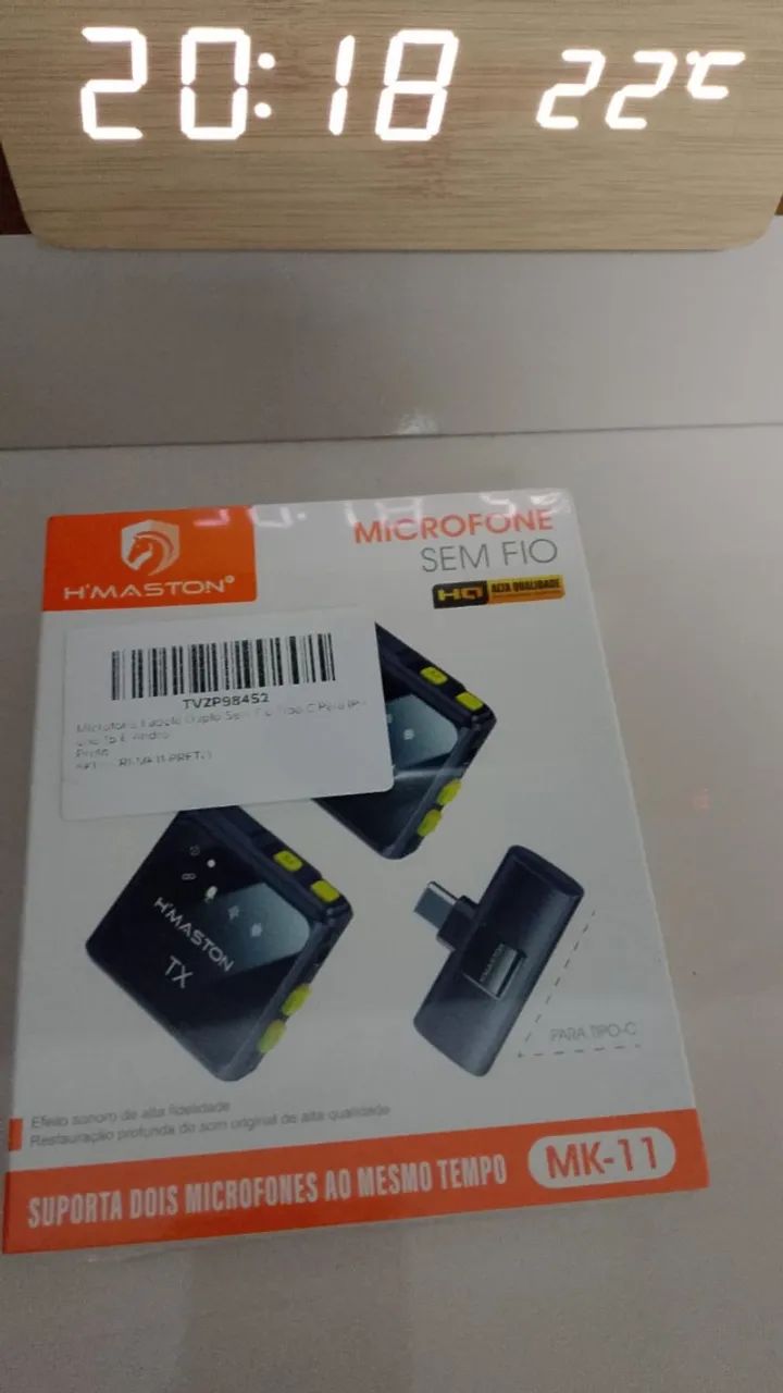 Microfone Lapela Duplo Sem Fio H'maston Mk-11 Tipo-c Android e iPhone Mk11 Hmaston