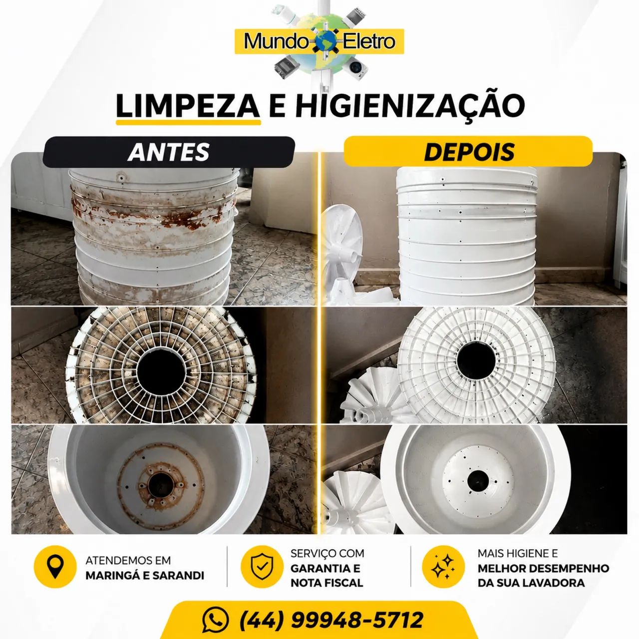 Higienização de lava roupas 