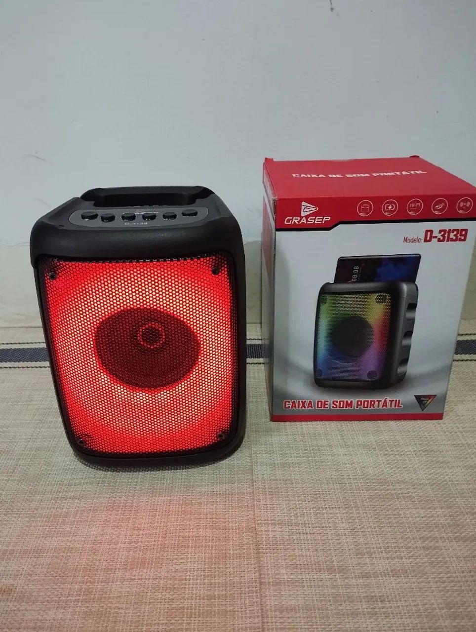 Caixa De Som Bluetooth com LED RGB 3139 10w<br>  - Foto 5