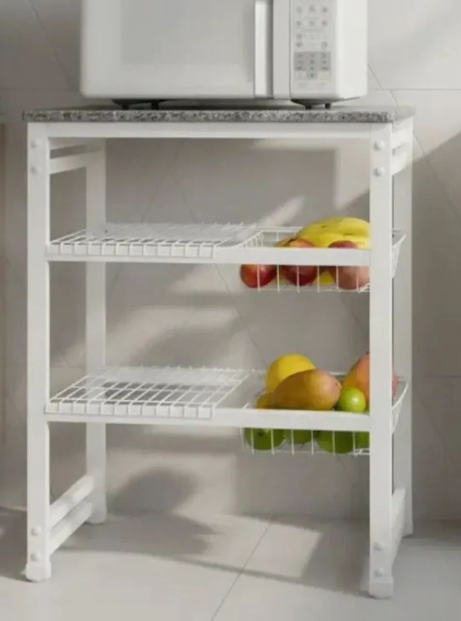 Mesa p/micro-ondas com fruteira, tampo granito - Foto 3