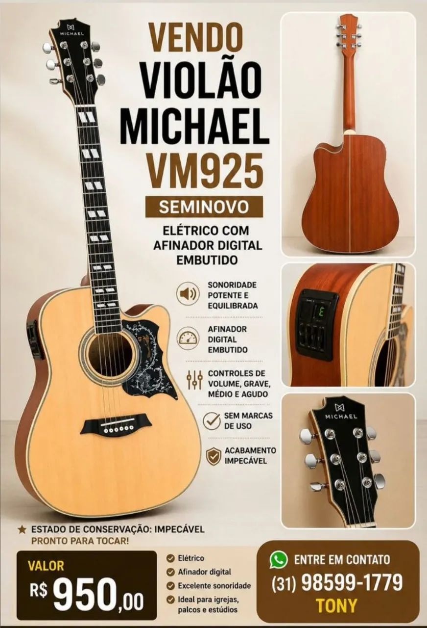 Violão elétrico Michael VM 925
