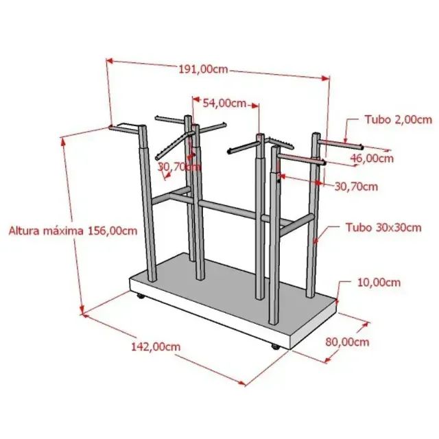 Expositor de Roupas em MDF Base com 8 cabideiros Robust - Foto 3