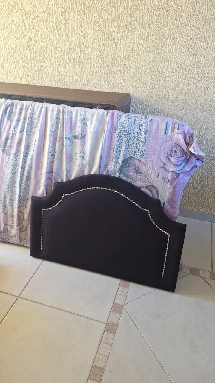 cama box solteiro + colchão + cabeceira