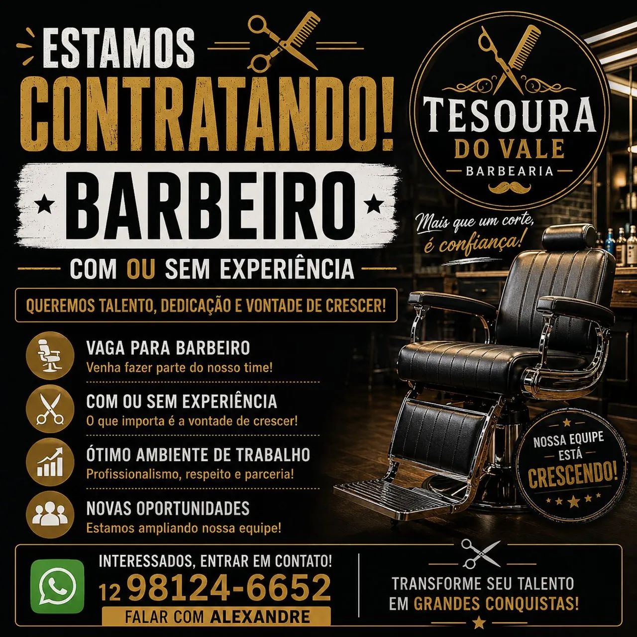 Oportunidade para barbeiros