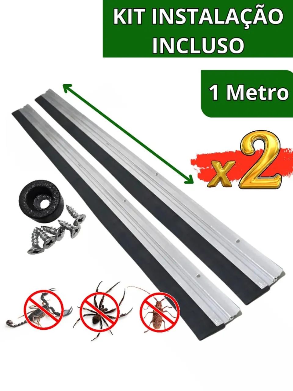 Vedante Porta 80cm Kit com 2 Peças Rodinho Veda Porta em Alumínio Reforçado - Foto 5