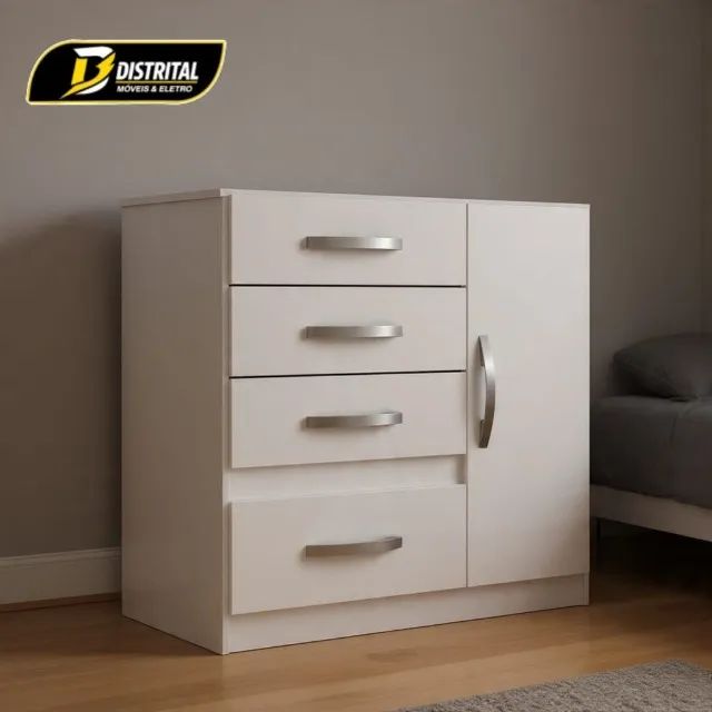 Cômoda Vênus com 4 Gavetas e 1 Porta Novo