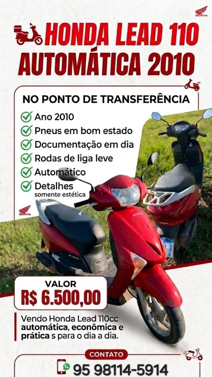 Honda Lead 110cc 2010 automática 