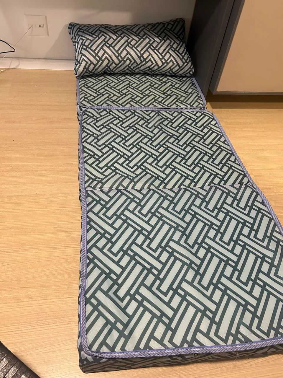 Sofá puff cama solteiro azul - Foto 3
