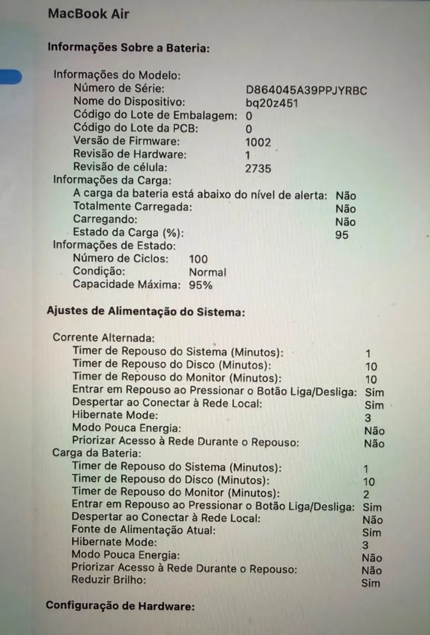 MacBook Air M1 2020 8GB 256GB 13,3 polegadas com carregador - saúde da bateria 95%  - Foto 2