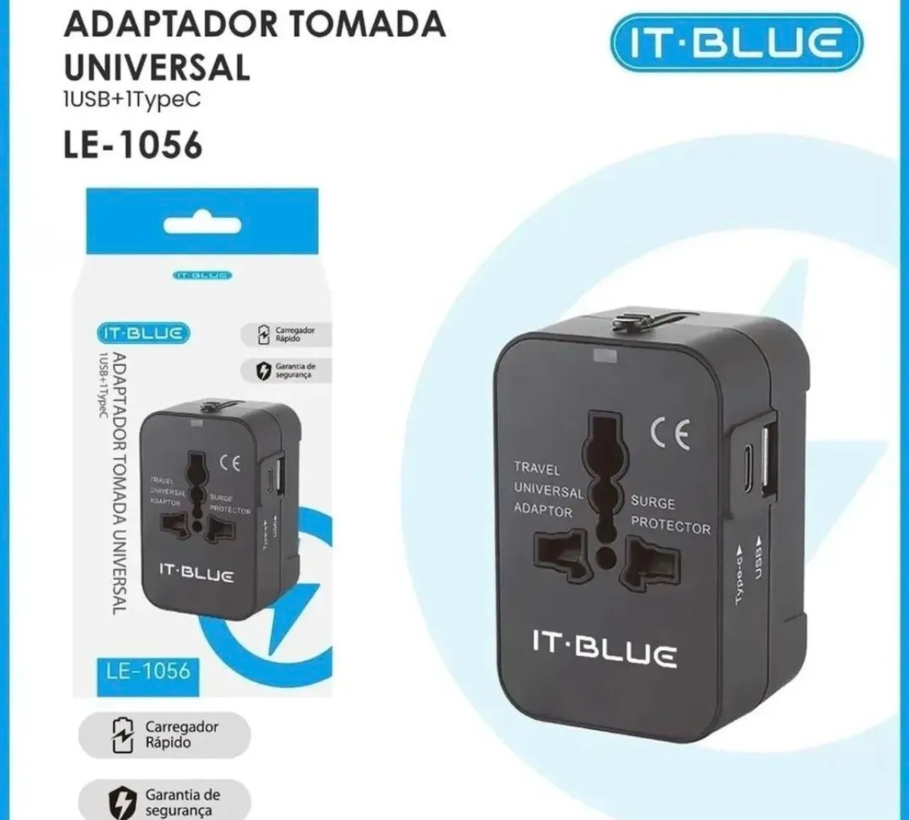 Adaptador Tomada Universal Com Usb E Usb-c Viagem 150 Países - Foto 4