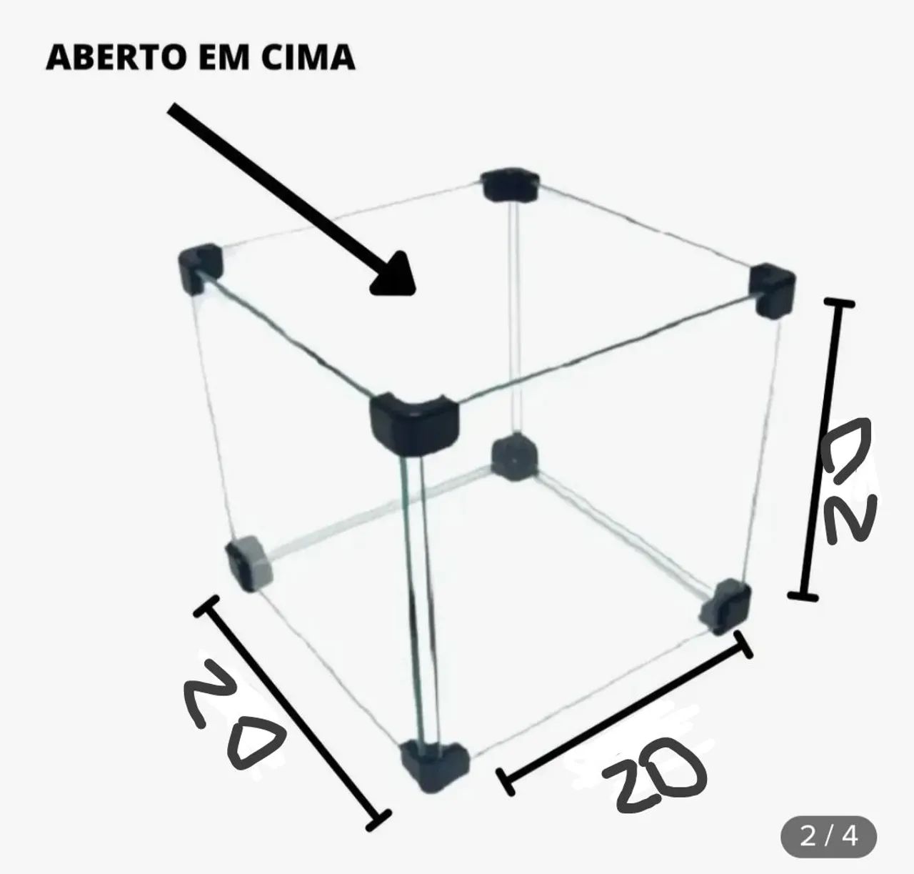 Caixa expositora de vidro 20x20x20