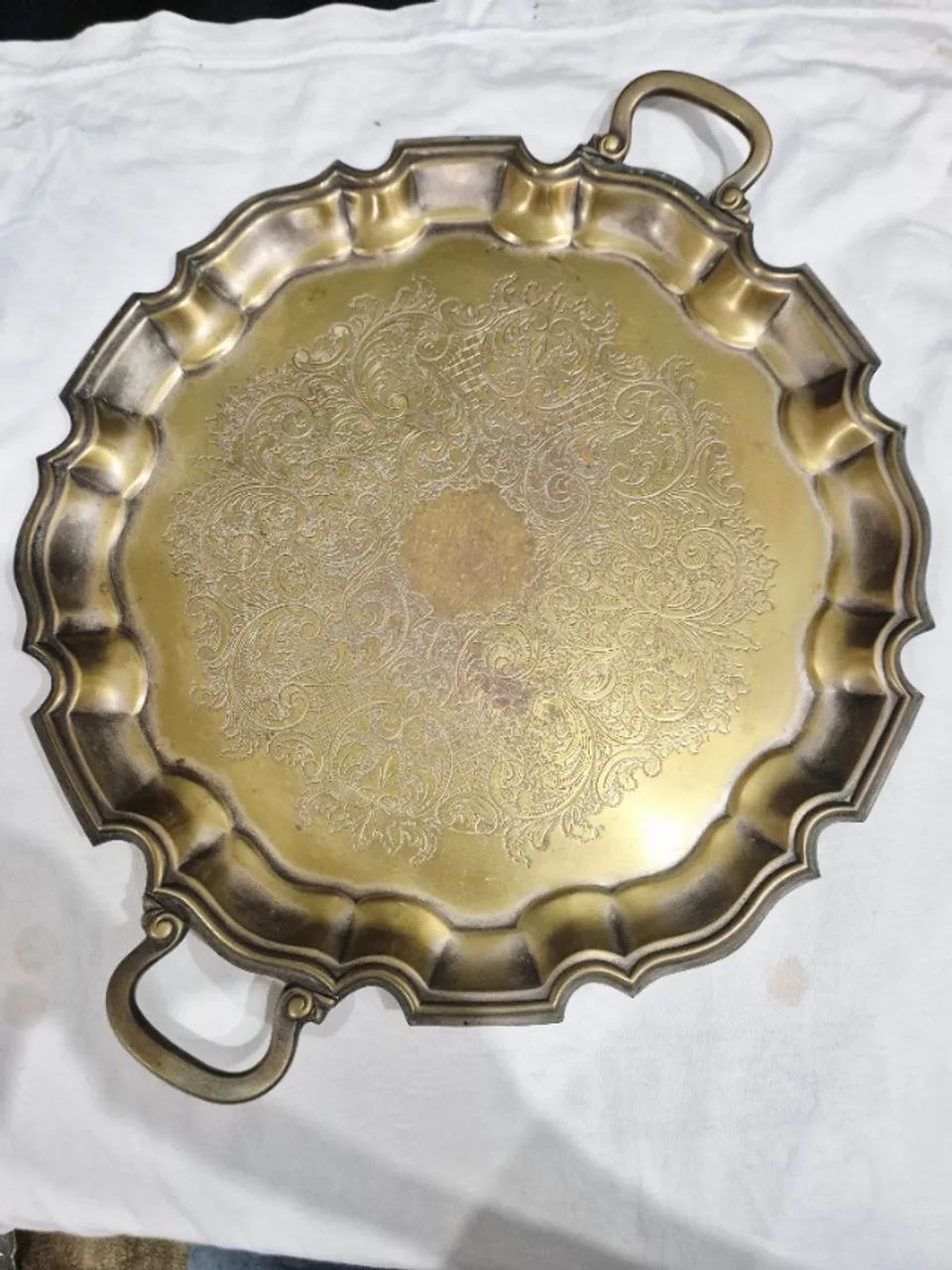 Bandeja Grande Antiga Alpaca Silver Plate 46cm - Old English - Foto 5
